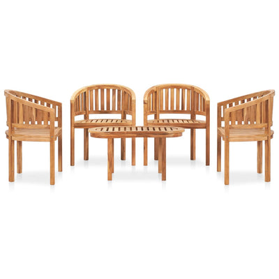 5 Piece Banana Garden Lounge Set Solid Teak Wood