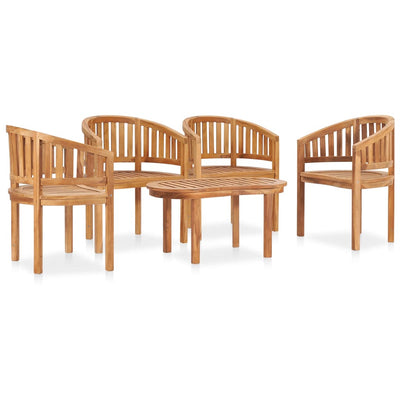 5 Piece Banana Garden Lounge Set Solid Teak Wood