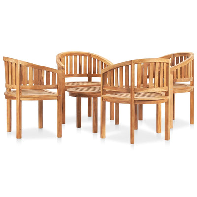 5 Piece Banana Garden Lounge Set Solid Teak Wood