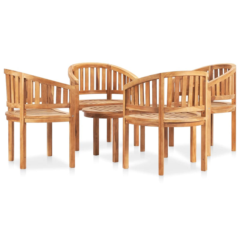 5 Piece Banana Garden Lounge Set Solid Teak Wood