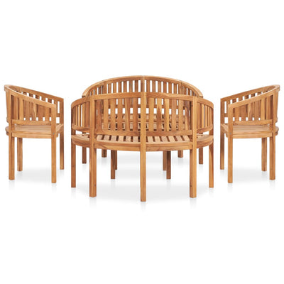 5 Piece Banana Garden Lounge Set Solid Teak Wood