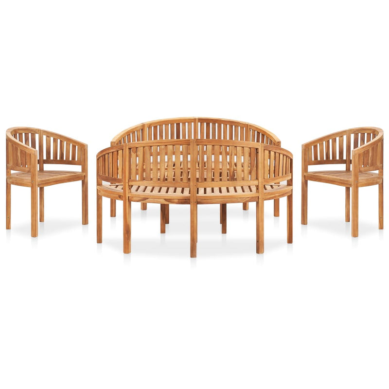 5 Piece Banana Garden Lounge Set Solid Teak Wood