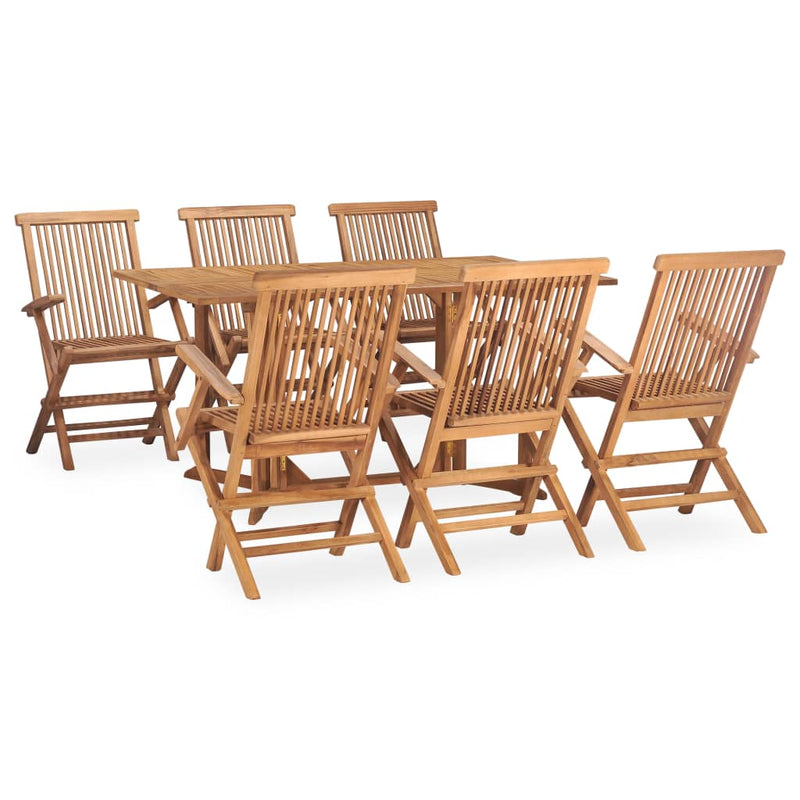 7 Piece Folding Outdoor Dining Set Solid Teak Wood