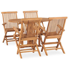 9 Piece Folding Outdoor Dining Set Solid Teak Wood Oval 120 x 70 x 75 cm 4-Seater (with armrest)