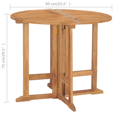 5 Piece Folding Outdoor Dining Set Solid Teak Wood