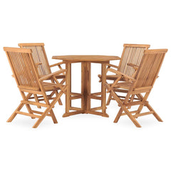vidaXL 5 Piece Folding Outdoor Dining Set Solid Teak Wood 2