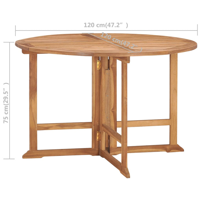 5 Piece Folding Outdoor Dining Set Solid Teak Wood