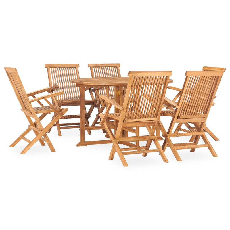 7 Piece Folding Outdoor Dining Set Solid Teak Wood