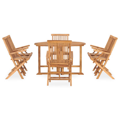 7 Piece Folding Outdoor Dining Set Solid Teak Wood