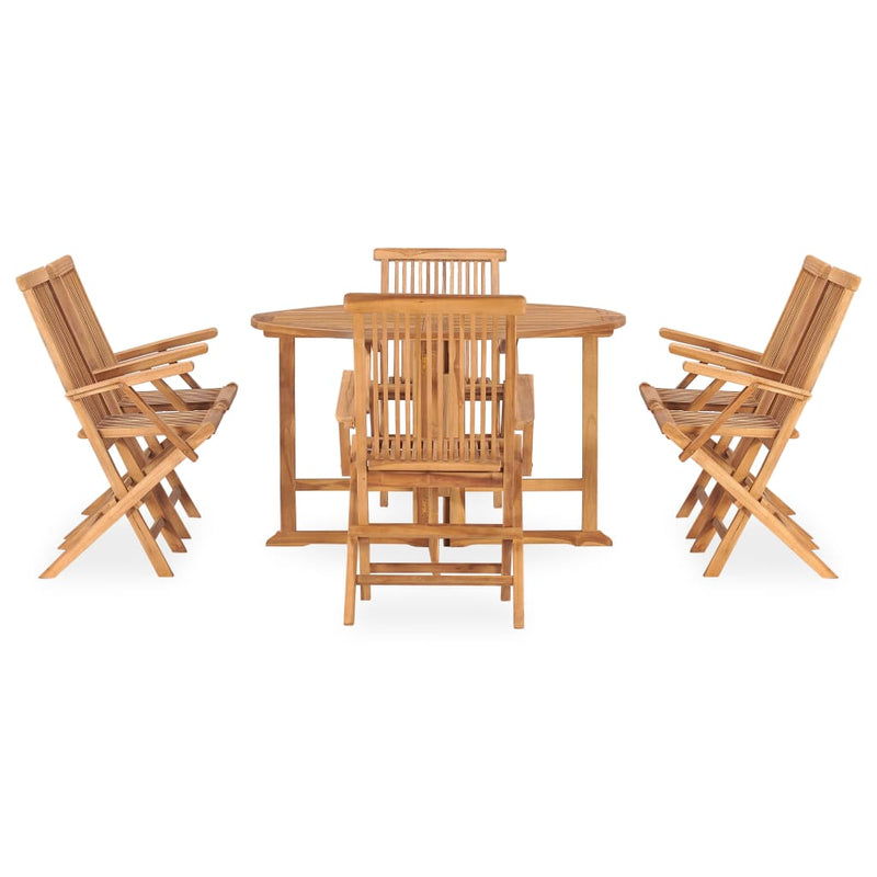 7 Piece Folding Outdoor Dining Set Solid Teak Wood