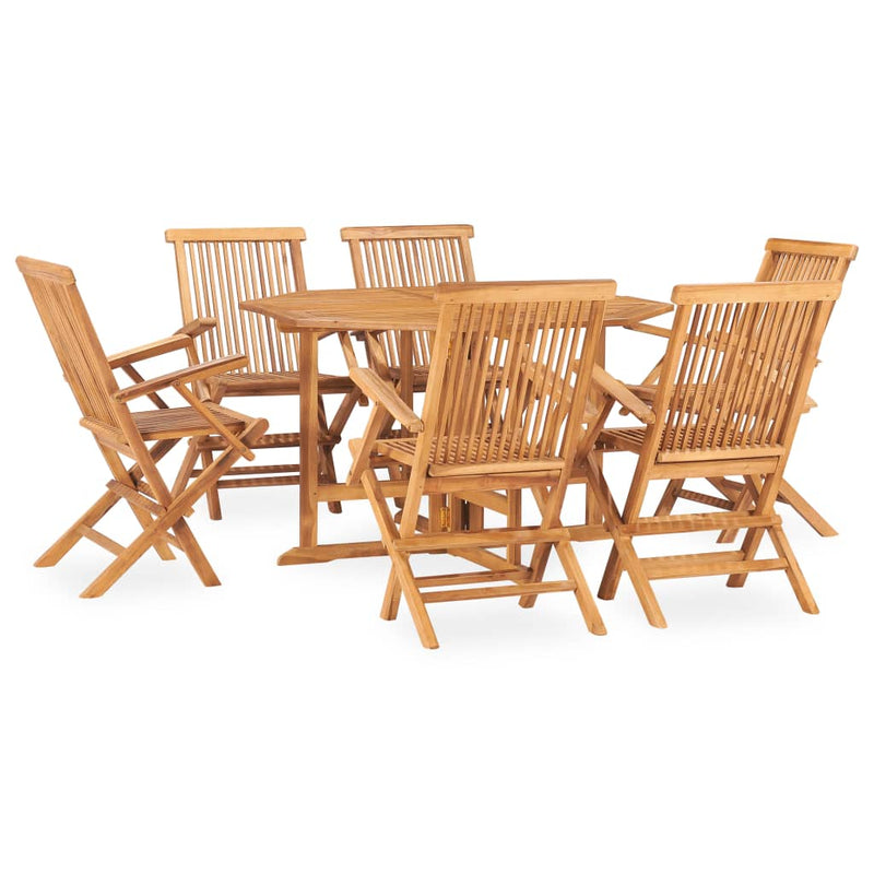 7 Piece Folding Outdoor Dining Set Solid Teak Wood