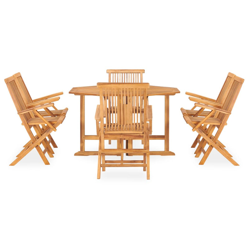 7 Piece Folding Outdoor Dining Set Solid Teak Wood