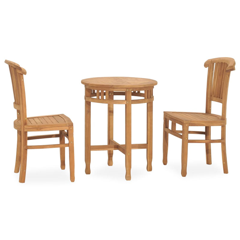 3 Piece Garden Dining Set Solid Teak Wood