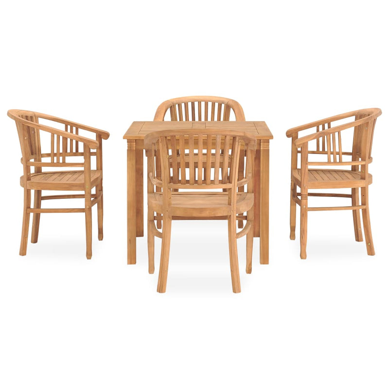 5 Piece Garden Dining Set Solid Teak Wood