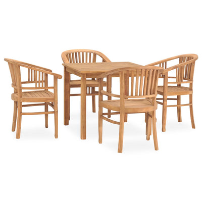 5 Piece Garden Dining Set Solid Teak Wood