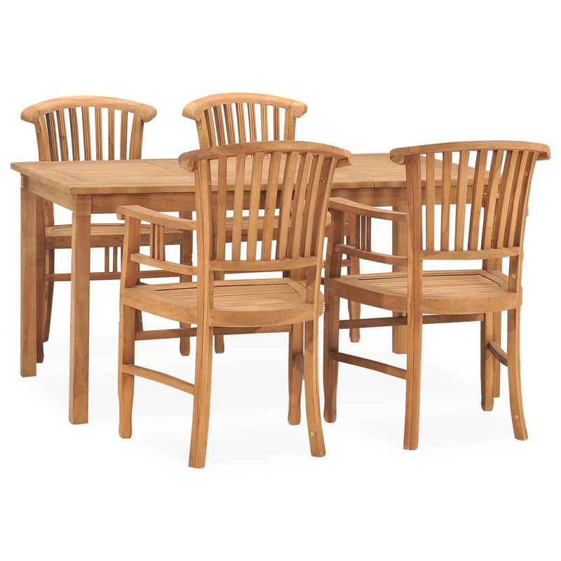 5 Piece Garden Dining Set Solid Teak Wood