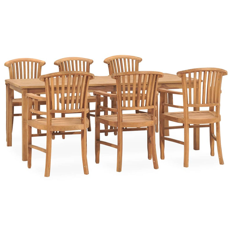 7 Piece Garden Dining Set Solid Teak Wood