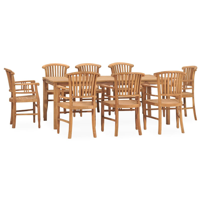 9 Piece Garden Dining Set Solid Teak Wood