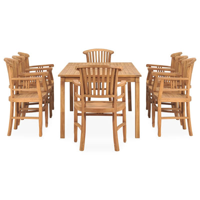 9 Piece Garden Dining Set Solid Teak Wood