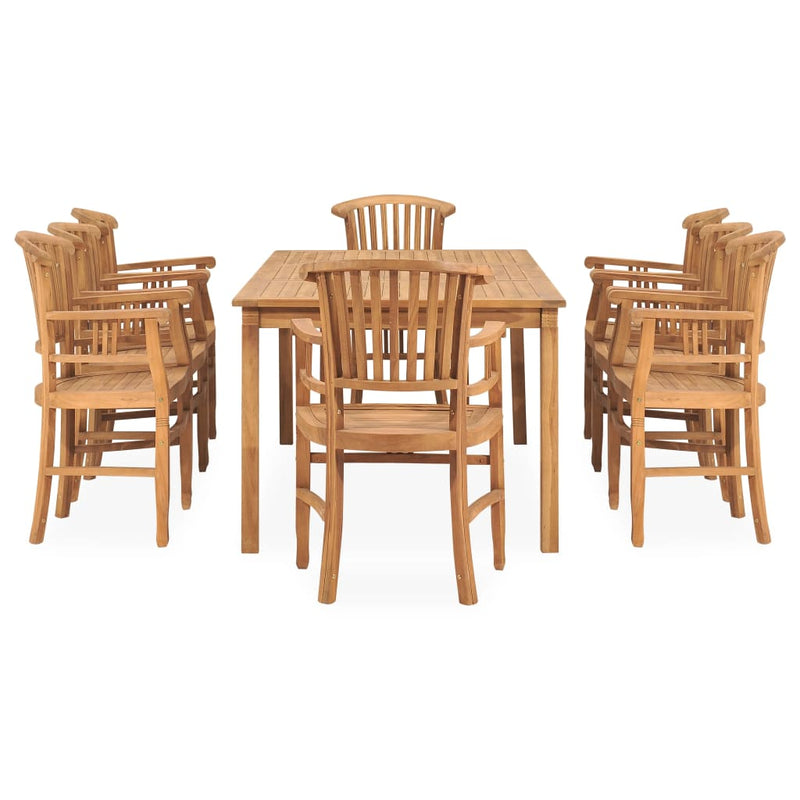 9 Piece Garden Dining Set Solid Teak Wood