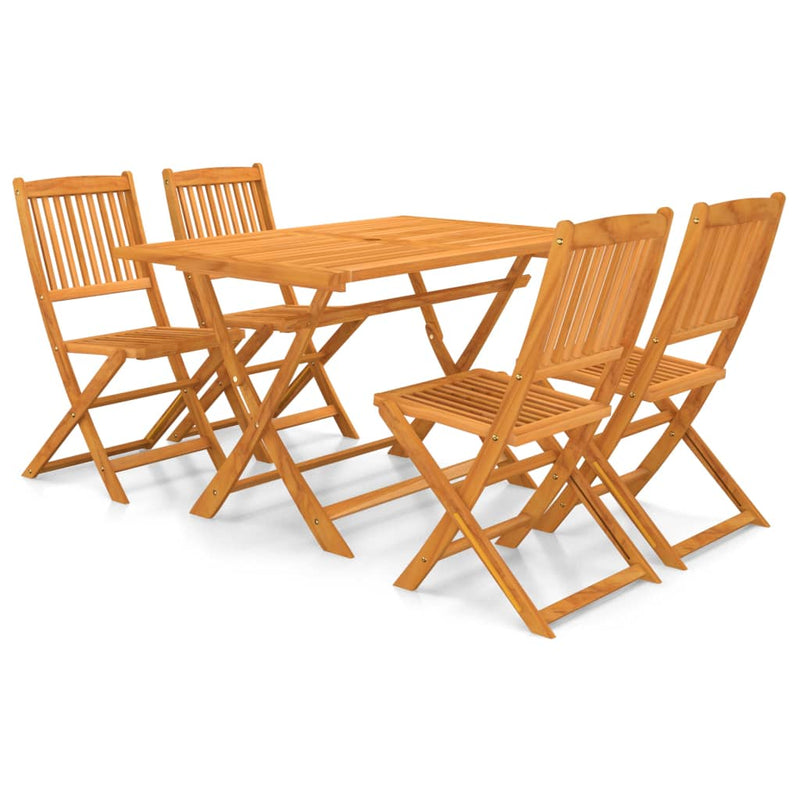 5 Piece Folding Garden Dining Set Solid Acacia Wood