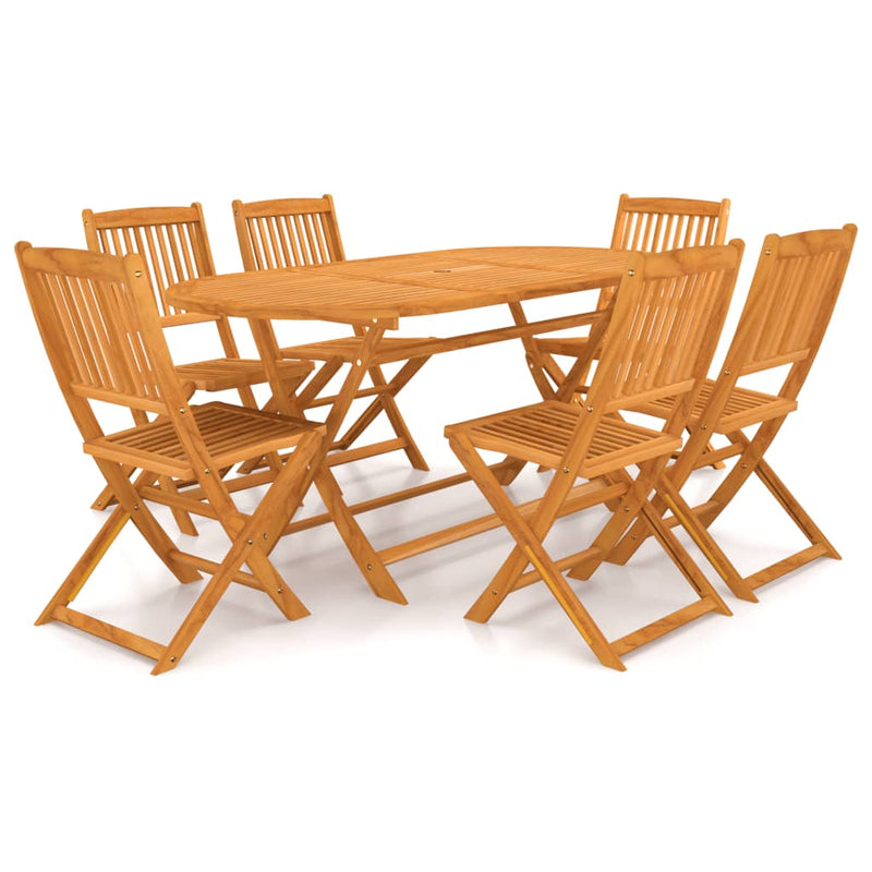 7 Piece Folding Garden Dining Set Solid Acacia Wood