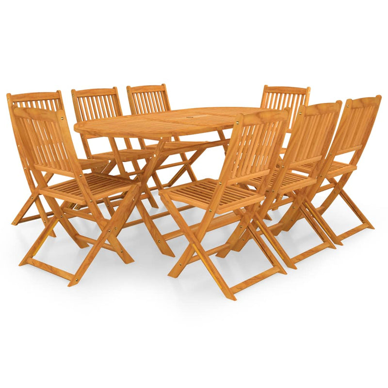 9 Piece Folding Garden Dining Set Solid Acacia Wood