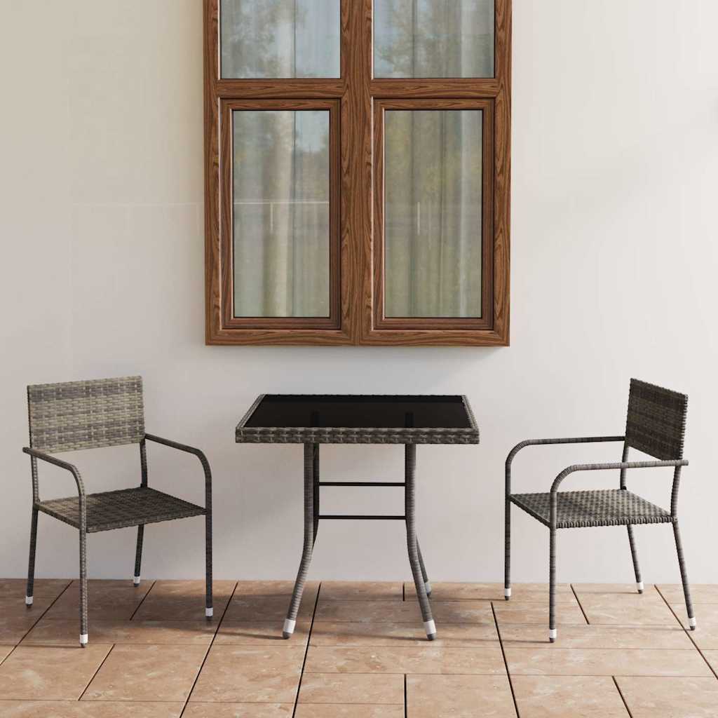 vidaXL 3 Piece Garden Dining Set Poly Rattan Anthracite & Grey 1