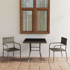 vidaXL 3 Piece Garden Dining Set Poly Rattan Anthracite & Grey 1