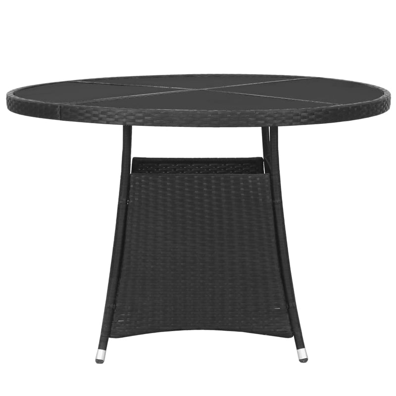 5 Piece Garden Dining Set Poly Rattan Black