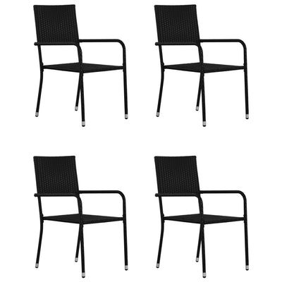 5 Piece Garden Dining Set Poly Rattan Black