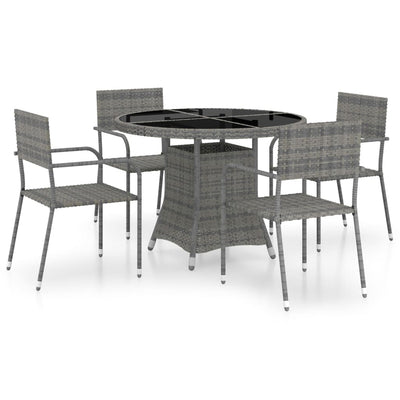 5 Piece Garden Dining Set Poly Rattan Anthracite & Grey