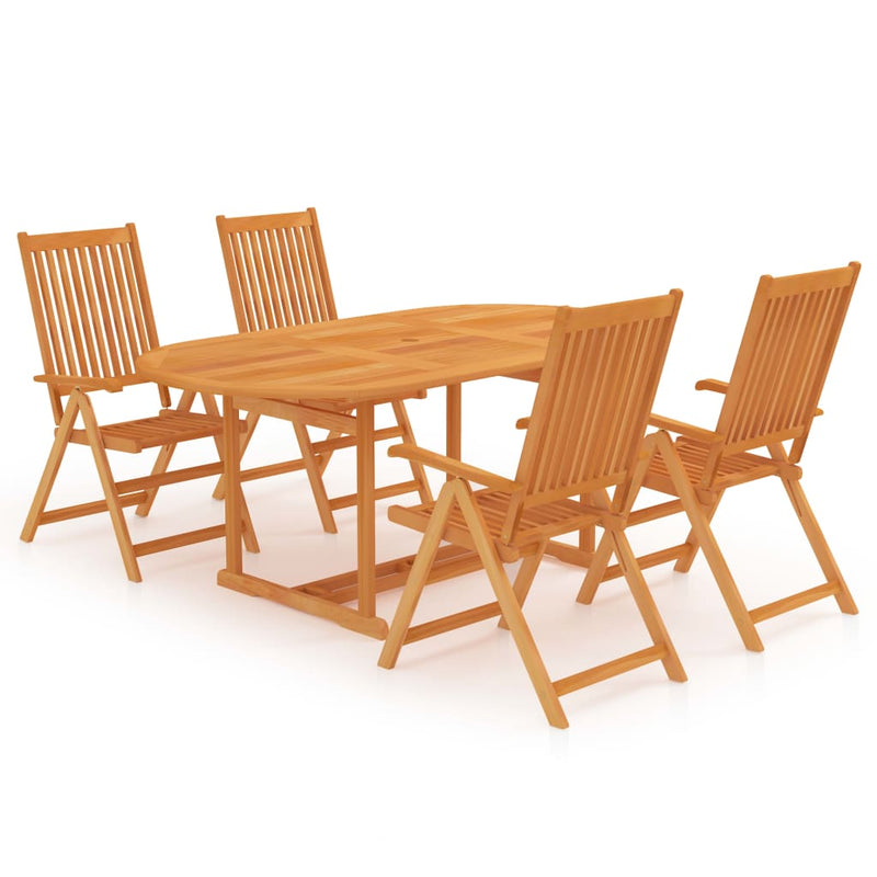 5 Piece Garden Dining Set Solid Teak Wood