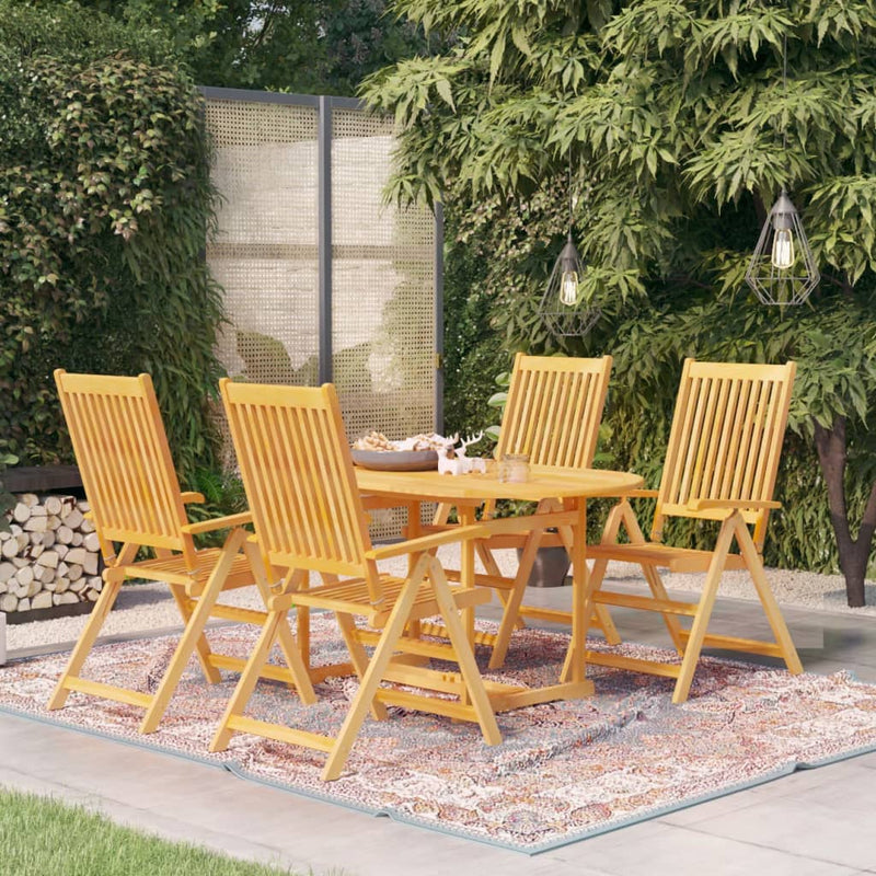 5 Piece Garden Dining Set Solid Teak Wood