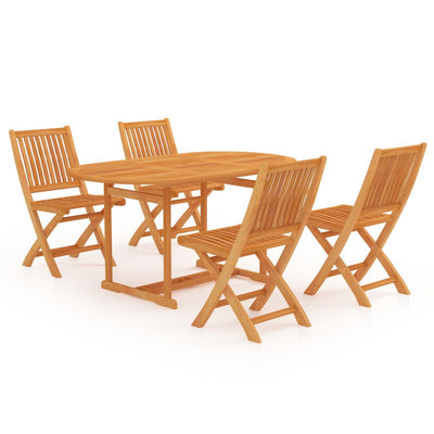 5 Piece Garden Dining Set Solid Teak Wood