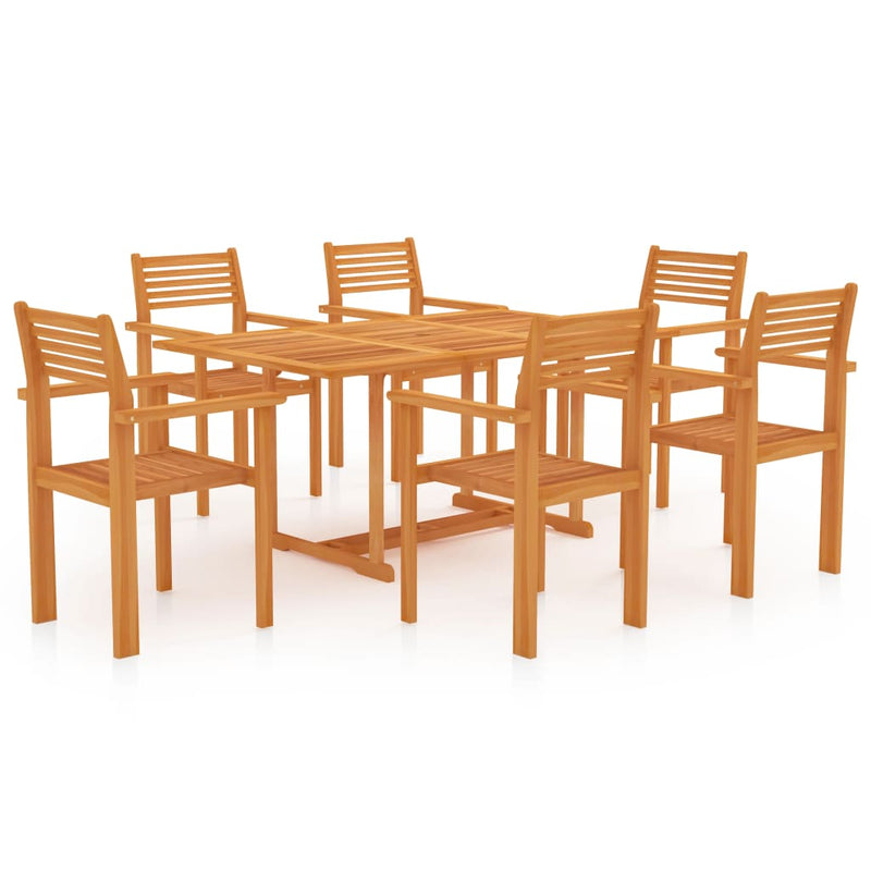 7 Piece Garden Dining Set Solid Teak Wood