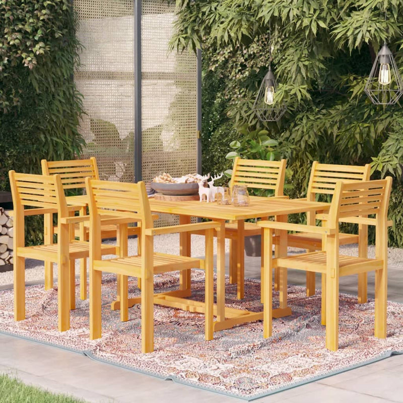 7 Piece Garden Dining Set Solid Teak Wood