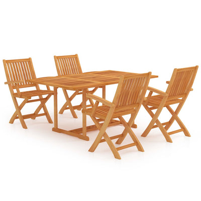 5 Piece Garden Dining Set Solid Teak Wood