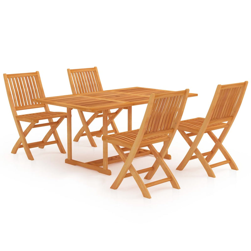 5 Piece Garden Dining Set Solid Teak Wood