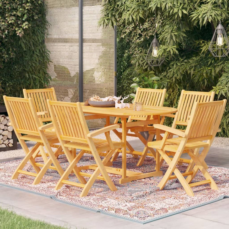 7 Piece Garden Dining Set Solid Teak Wood