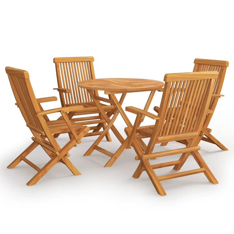 5 Piece Garden Dining Set Solid Teak Wood