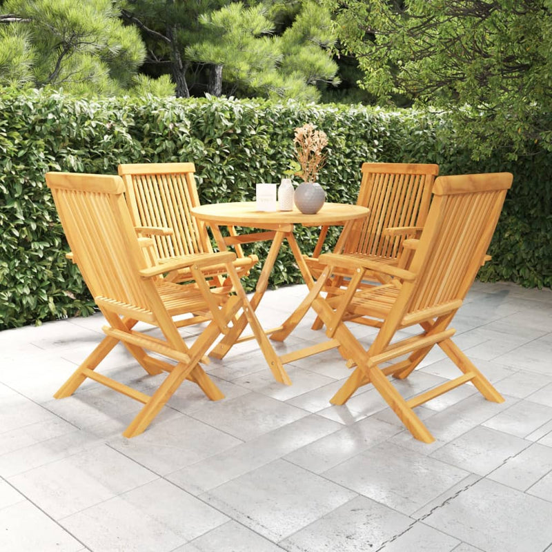 5 Piece Garden Dining Set Solid Teak Wood