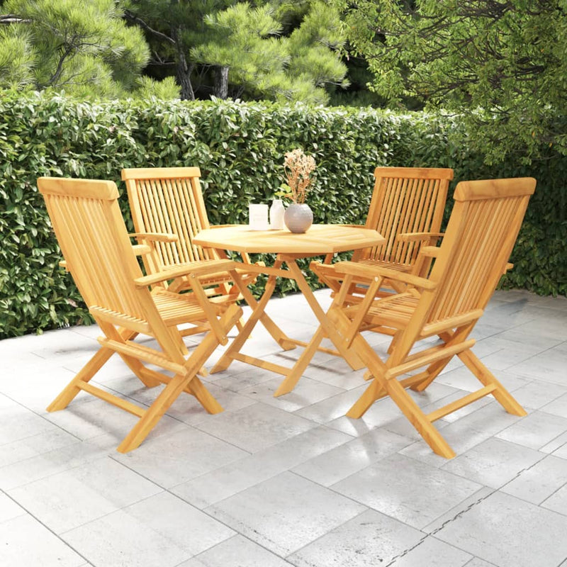 5 Piece Garden Dining Set Solid Teak Wood