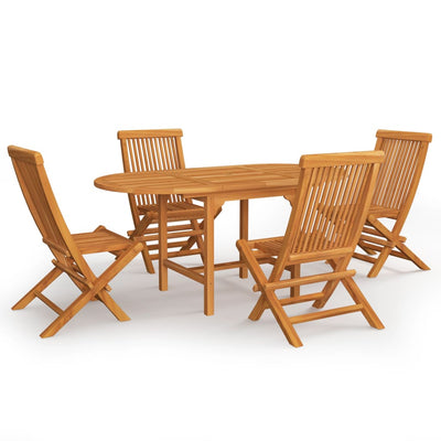 5 Piece Garden Dining Set Solid Teak Wood