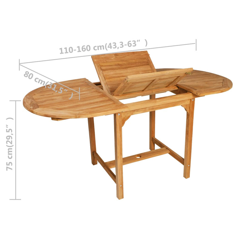 5 Piece Garden Dining Set Solid Teak Wood