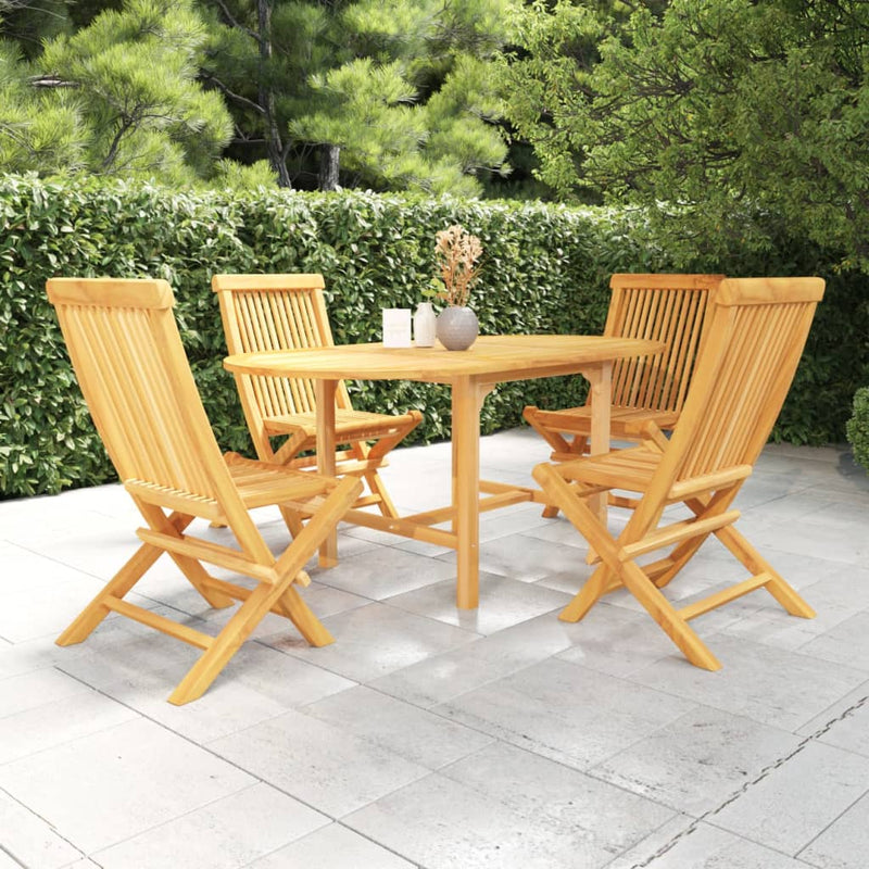 5 Piece Garden Dining Set Solid Teak Wood