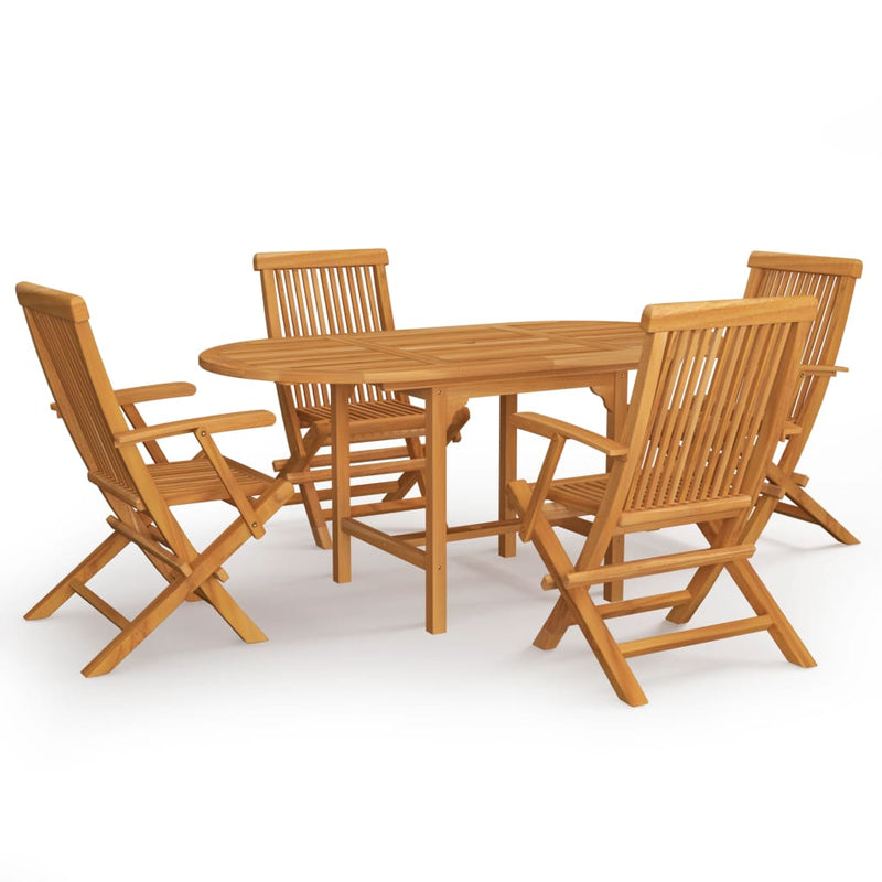 5 Piece Garden Dining Set Solid Teak Wood