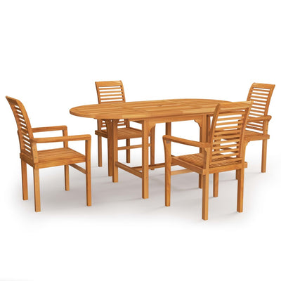 5 Piece Garden Dining Set Solid Teak Wood