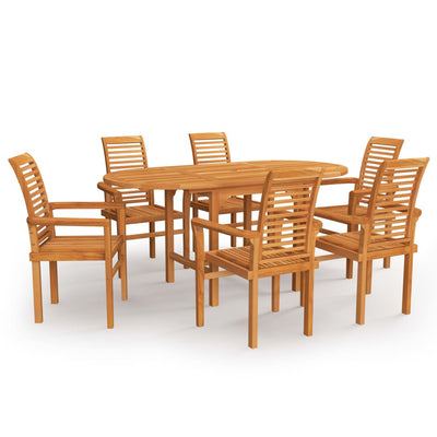 7 Piece Garden Dining Set Solid Teak Wood