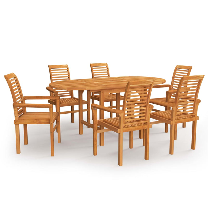 7 Piece Garden Dining Set Solid Teak Wood